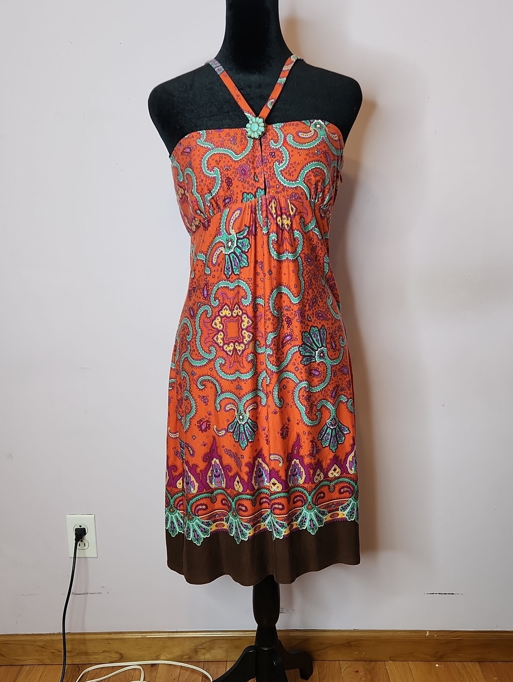 LAUNDRY SHELLI Segal Paisley Halter Dress, size 4